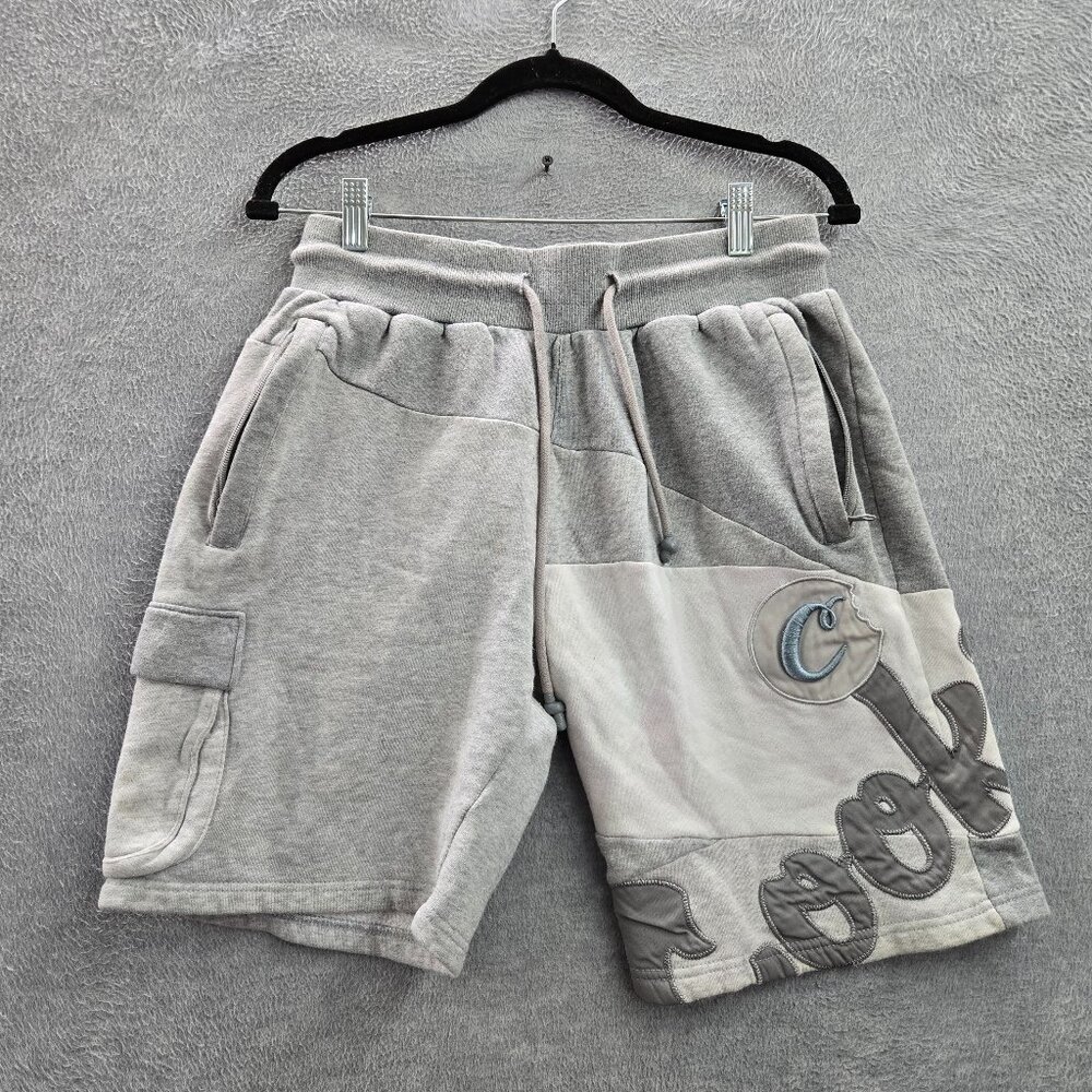 Cookies Men‎ Shorts S Gray Sweat Colorblock Streetwear Embroidered Patch READ